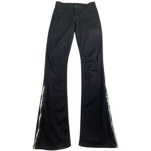 RtA Road to Awe Jeans Women 25 Black Skinny Flare Leg Denim Side Zippers Cotton